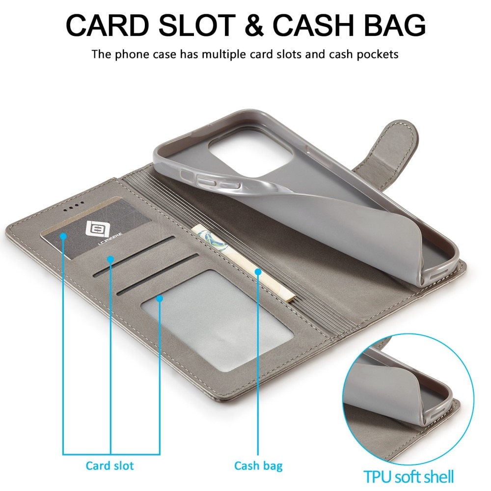 Plånboksfodral iPhone 14 Pro grå