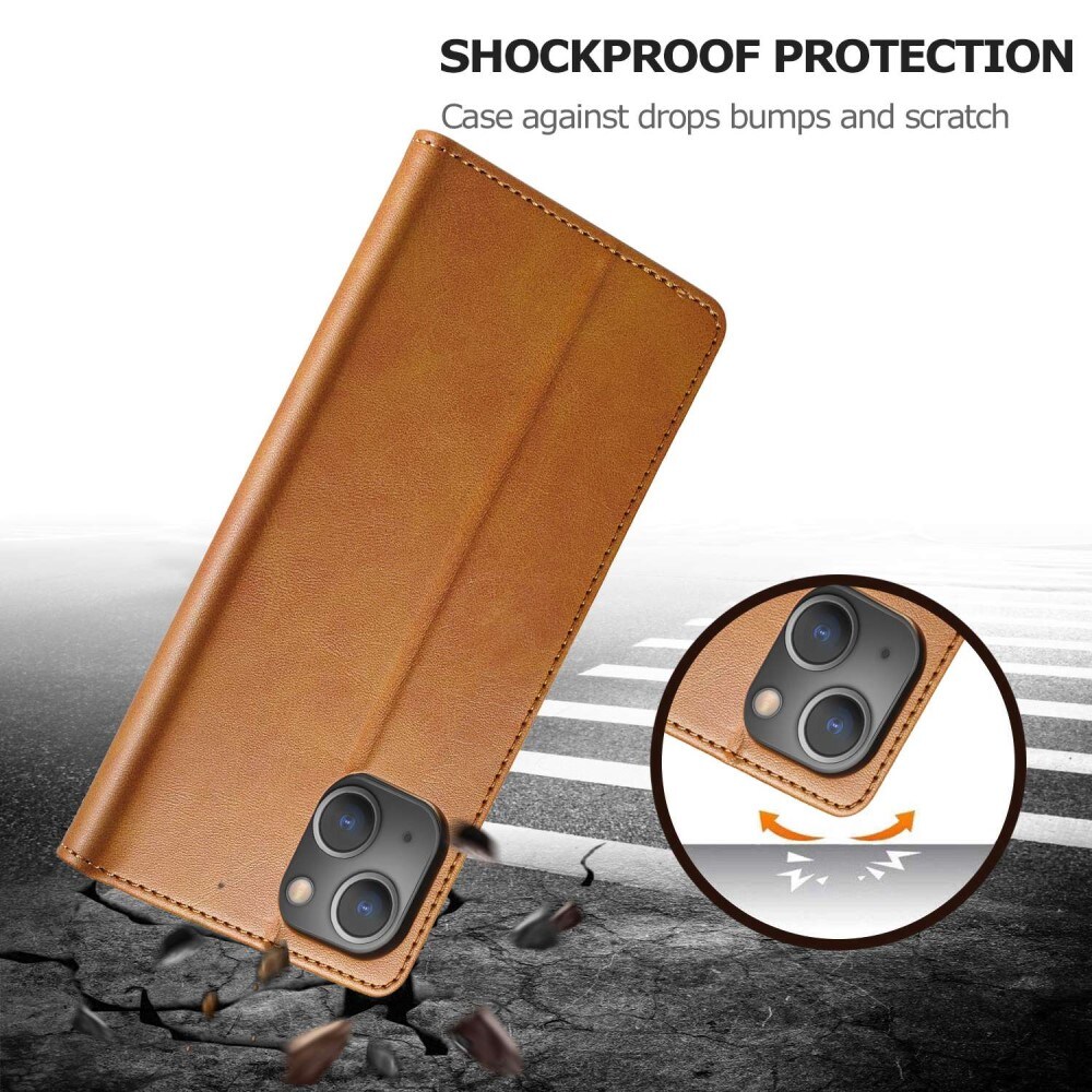 Plånboksfodral iPhone 14 Plus cognac