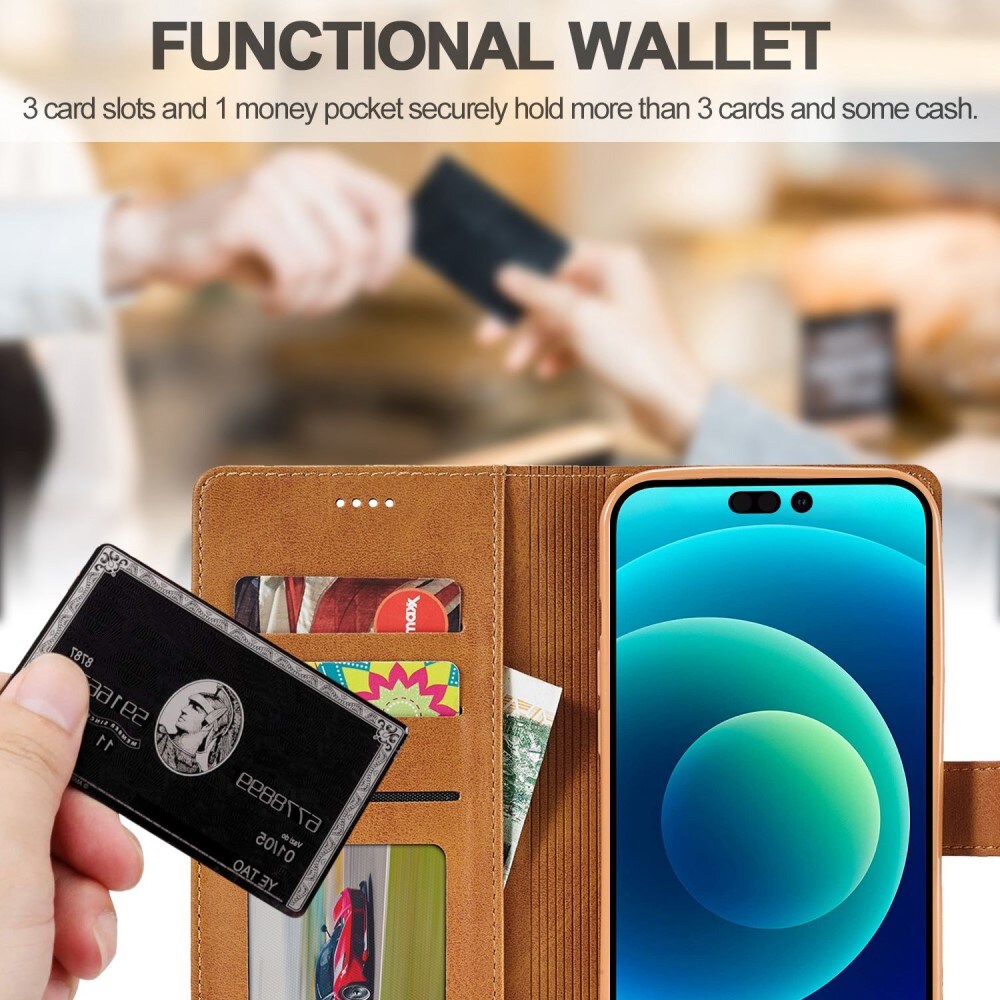 Plånboksfodral iPhone 14 Plus cognac