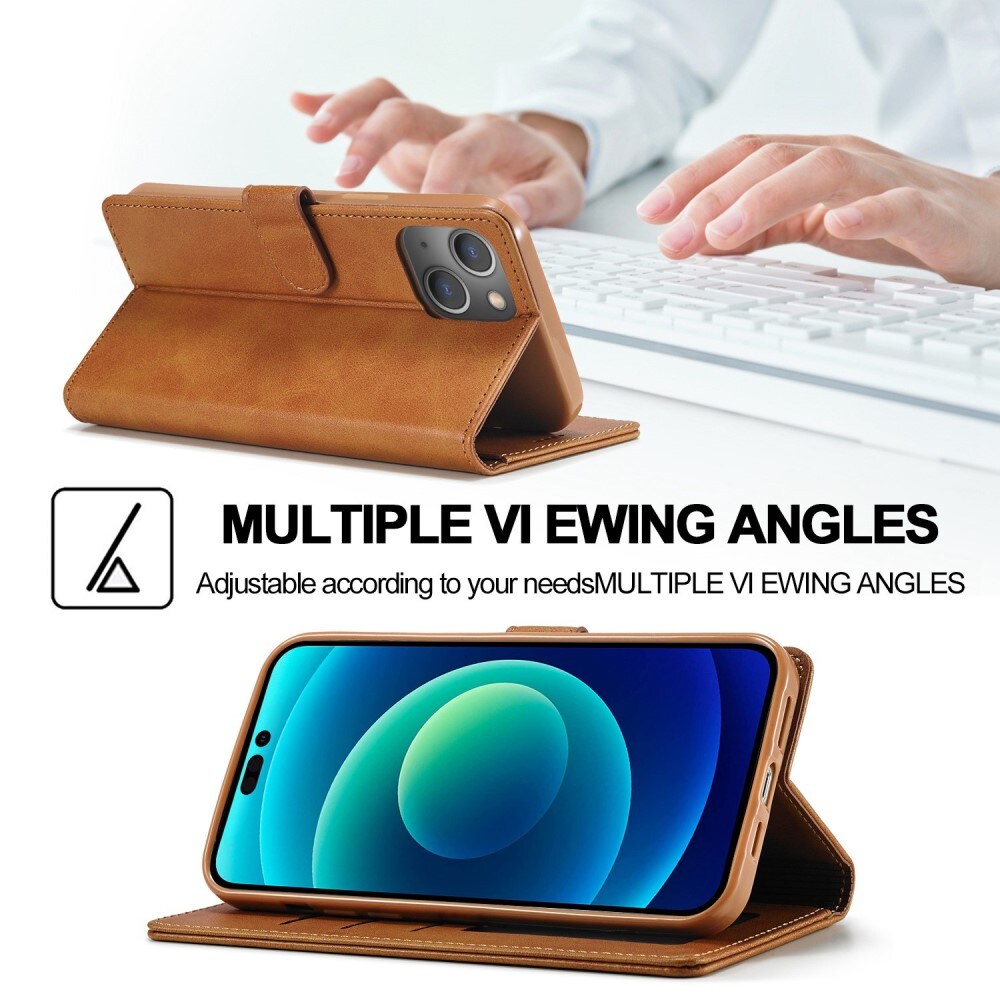 Plånboksfodral iPhone 14 Plus cognac