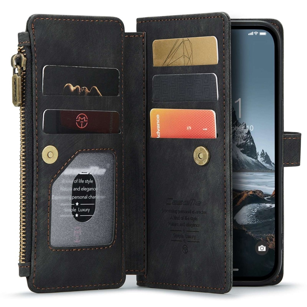 Zipper Plånboksfodral iPhone 14 Pro svart