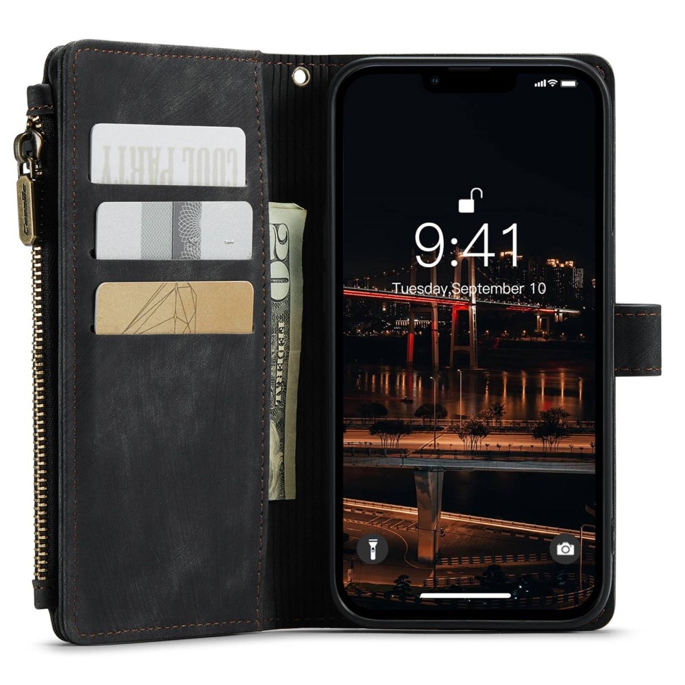 Zipper Plånboksfodral iPhone 14 Plus svart