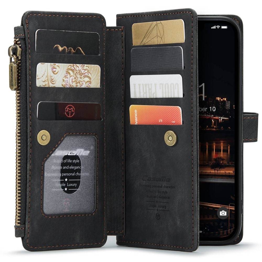 Zipper Plånboksfodral iPhone 14 Plus svart