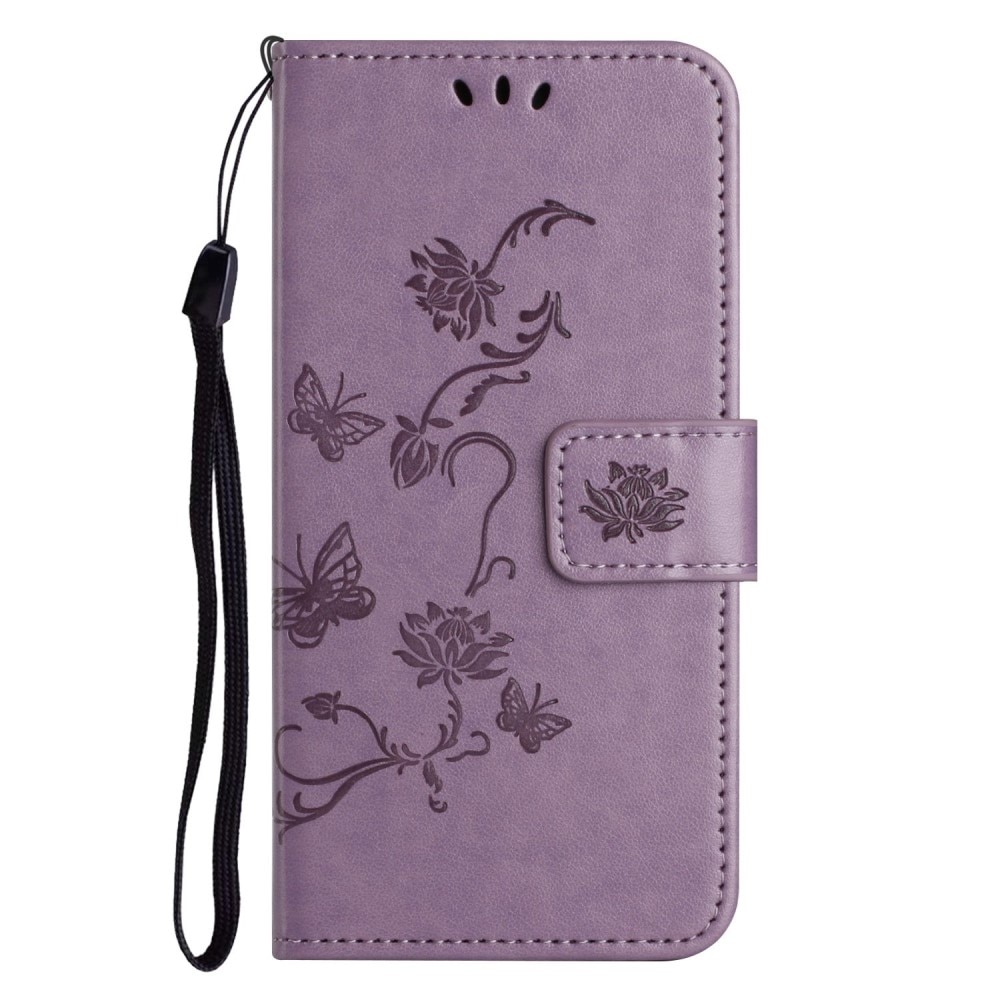 Läderfodral Fjärilar iPhone 14 Lila