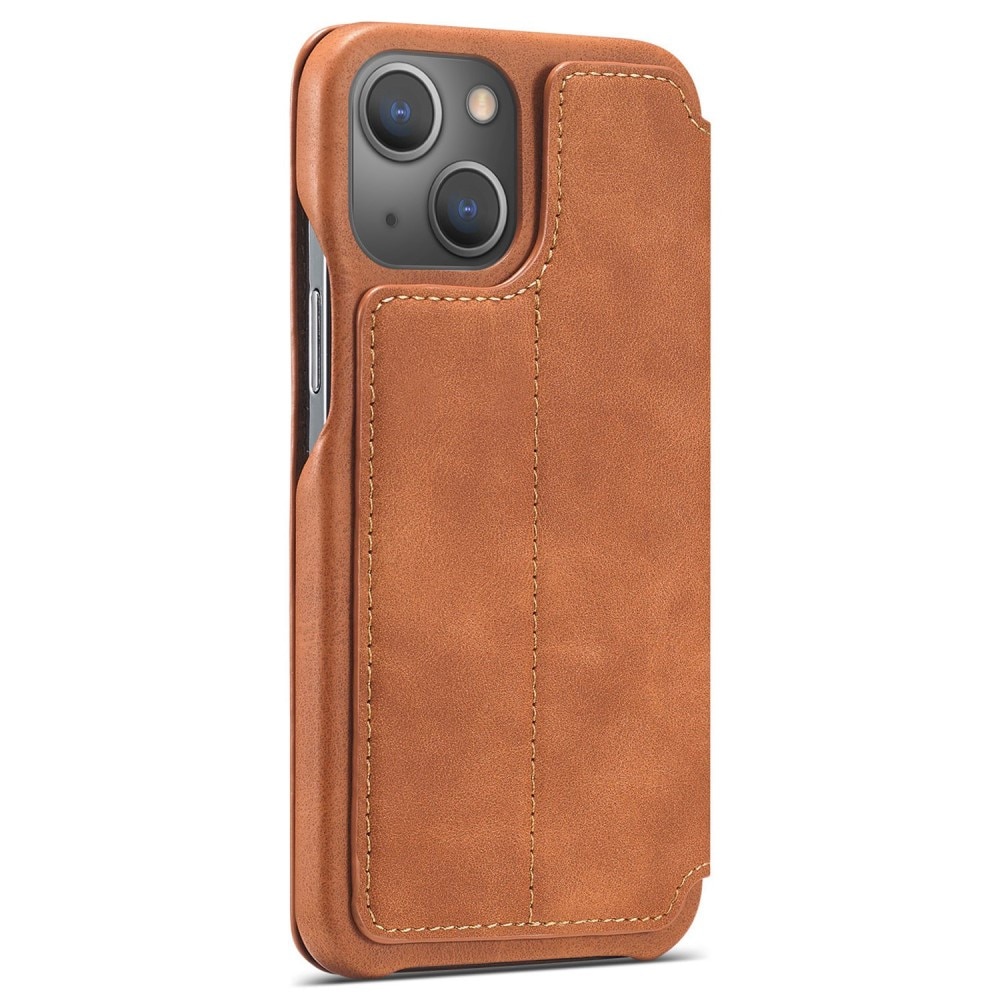 Slim Plånboksfodral iPhone 14 cognac