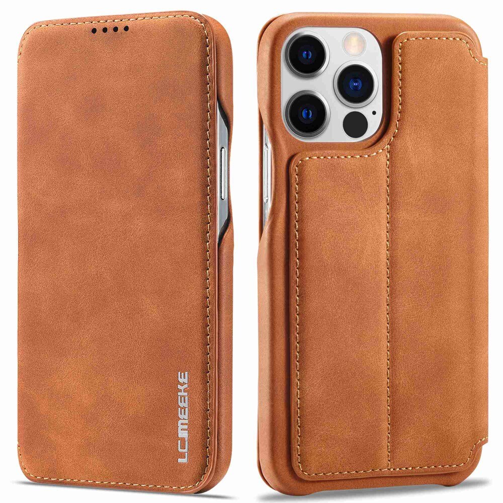 Slim Plånboksfodral iPhone 14 Pro Max cognac