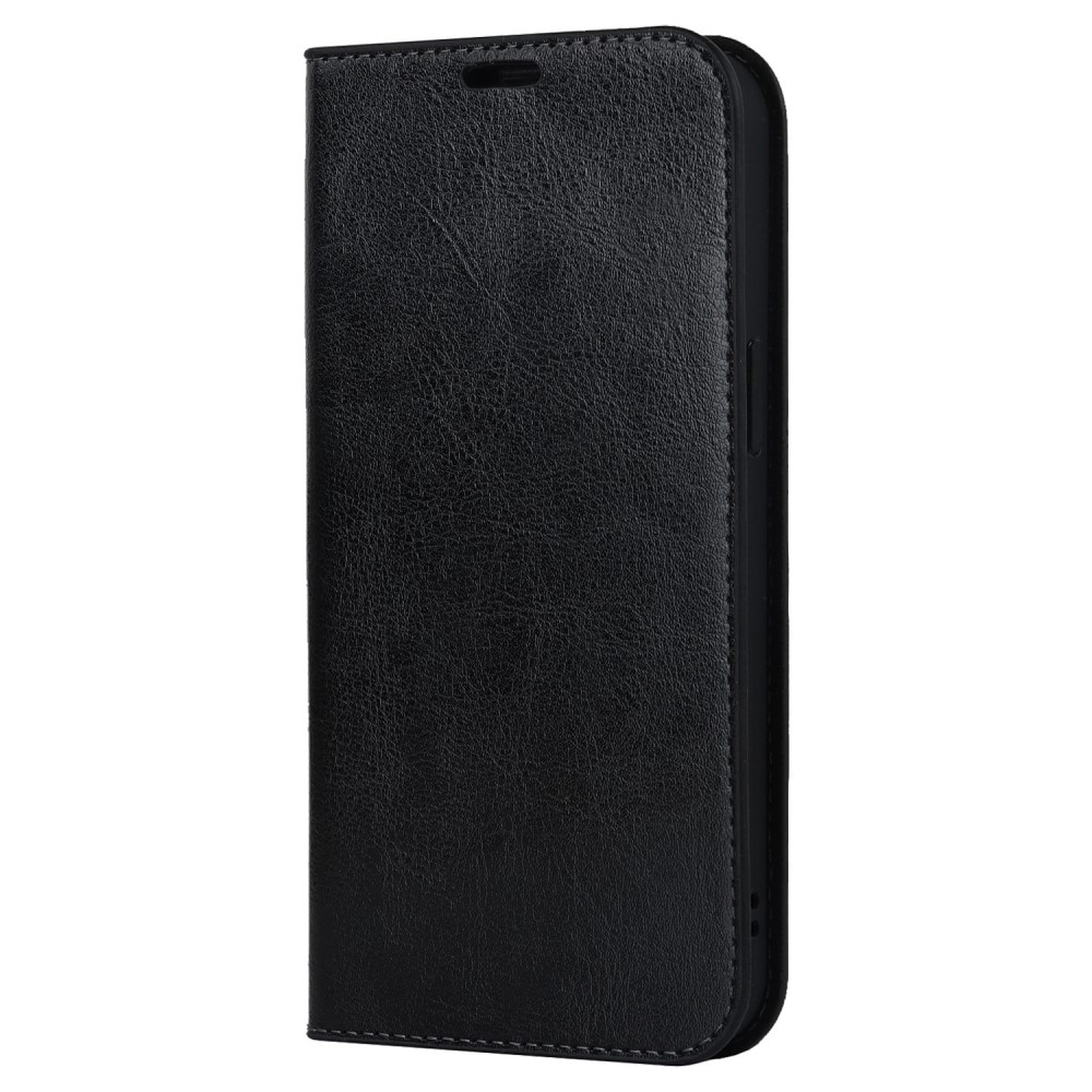 Mobilfodral Äkta Läder iPhone 14 Pro Svart