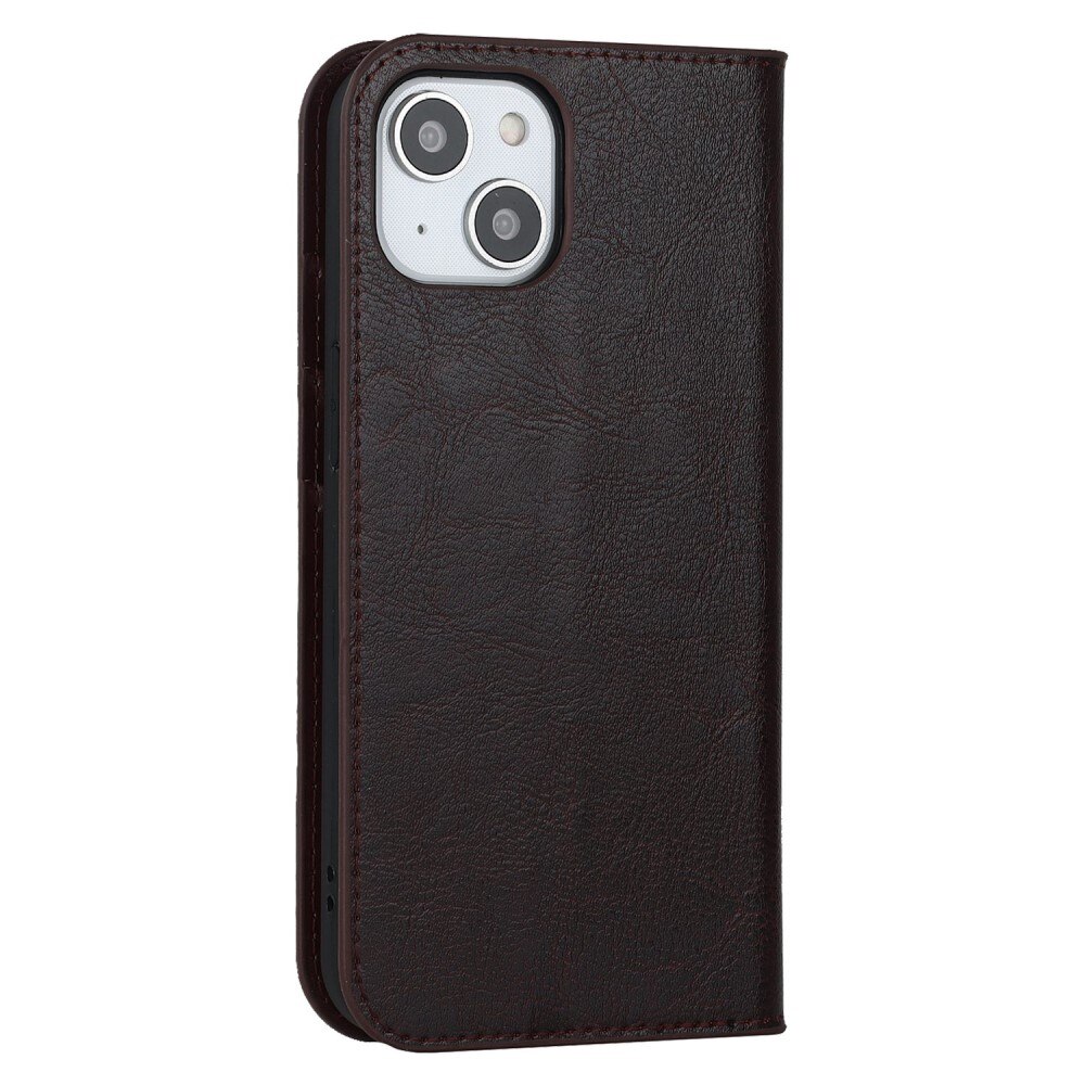 Mobilfodral Äkta Läder iPhone 14 Mörkbrun
