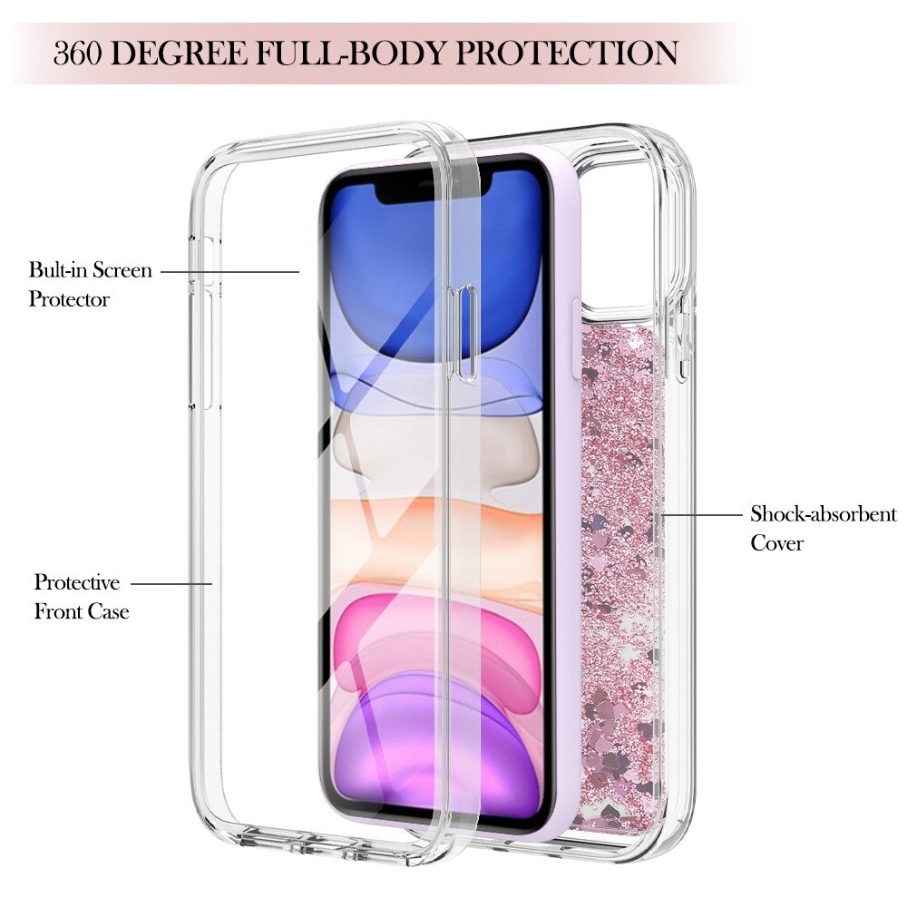 Full Protection Glitter Powder TPU Case iPhone 11 rosa