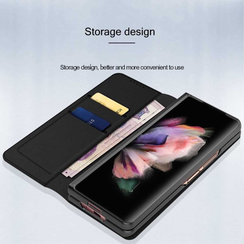 Äkta Läderfodral Samsung Galaxy Z Fold 4 svart