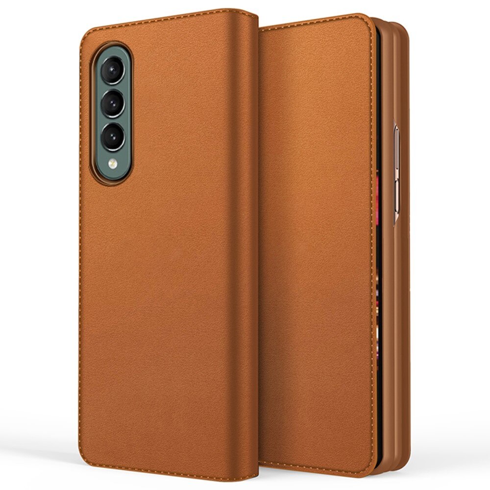 Äkta Läderfodral Samsung Galaxy Z Fold 4 cognac