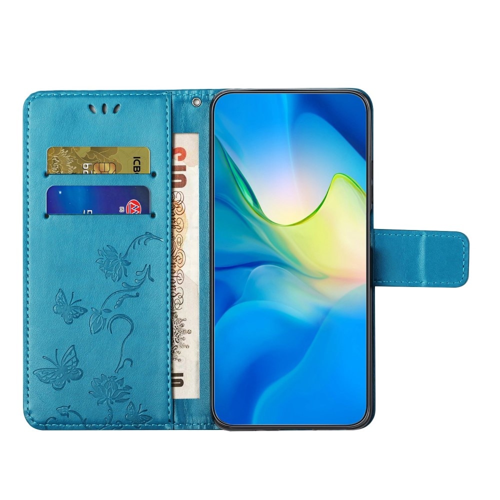 Läderfodral Fjärilar Samsung Galaxy A04 blå