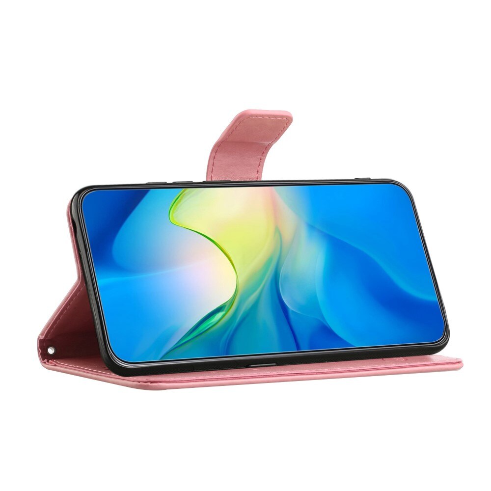 Läderfodral Fjärilar Samsung Galaxy A04 rosa