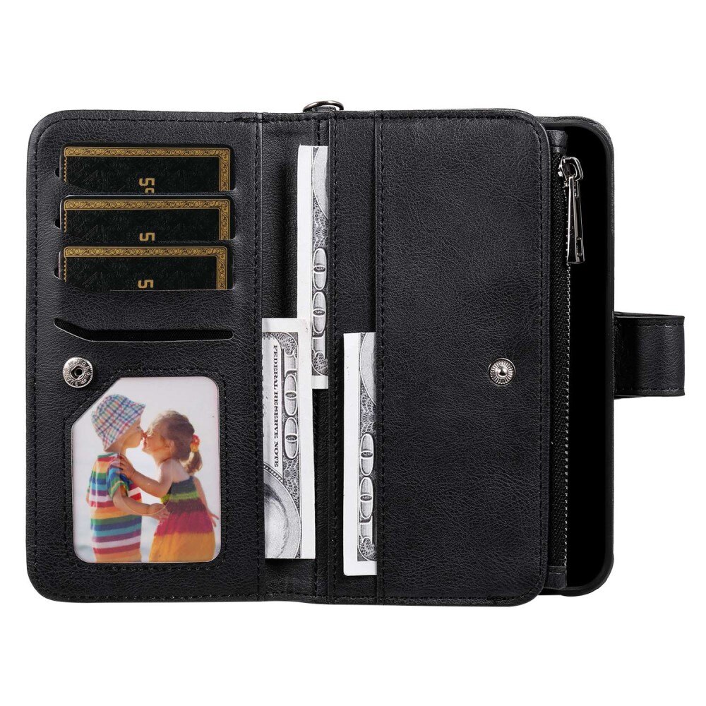 Zipper Magnet Wallet iPhone 14 Plus svart