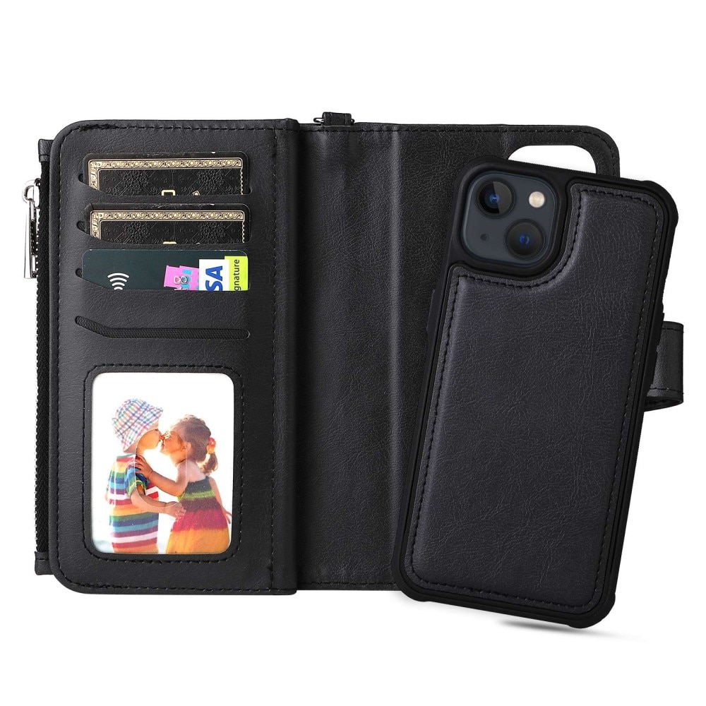 Zipper Magnet Wallet iPhone 14 svart