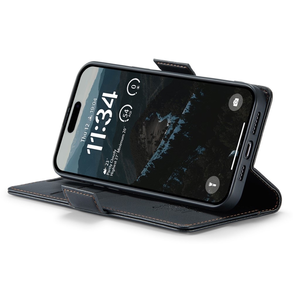 Slim Plånboksfodral RFID-skydd iPhone 17 Svart