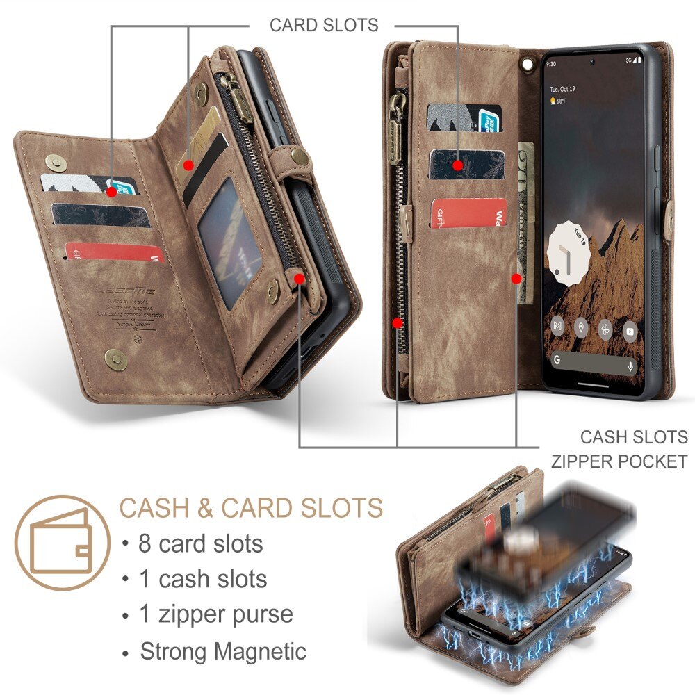 Multi-slot Plånboksfodral Google Pixel 9 Pro XL Brun