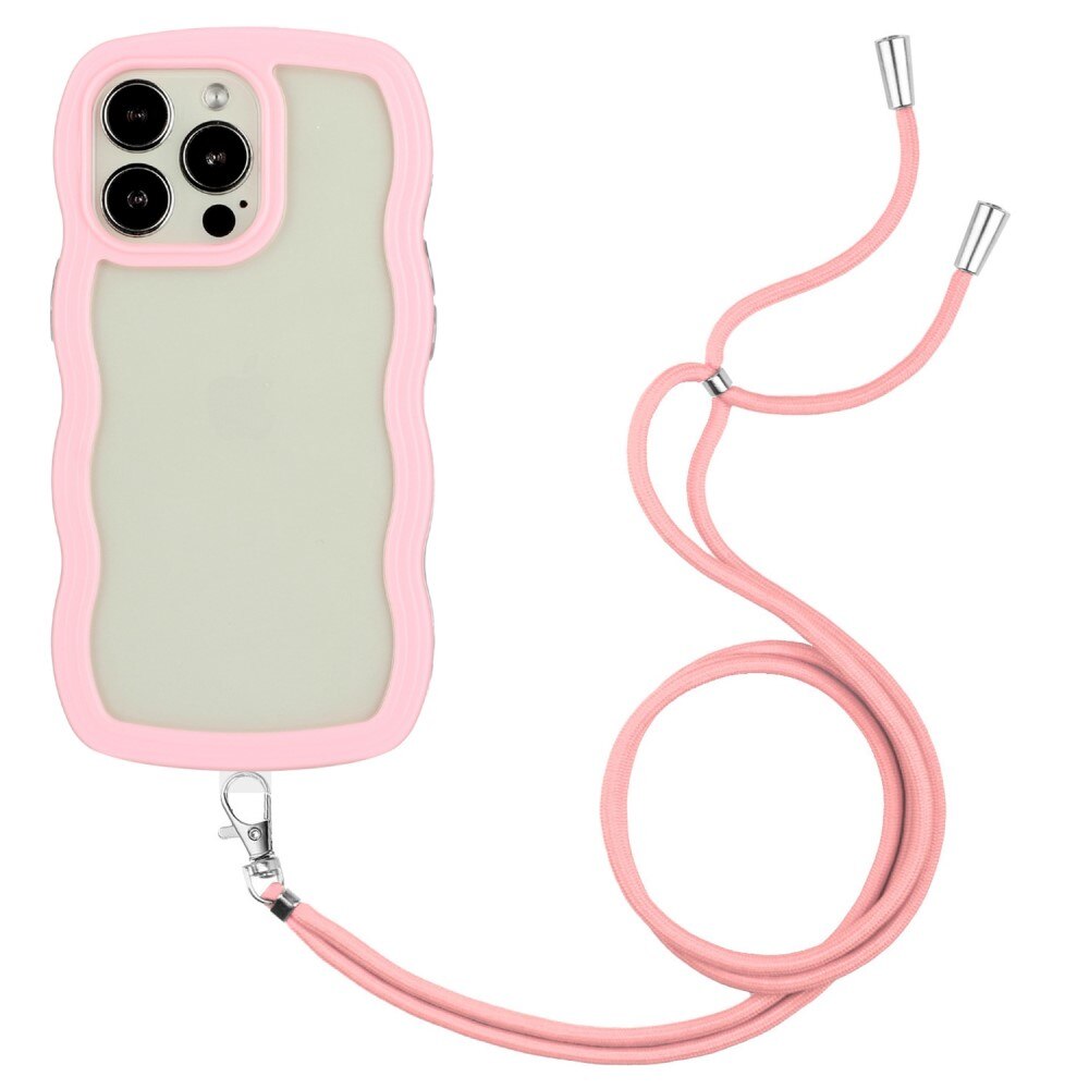 Wavy Edge Skal Halsband iPhone 14 Pro rosa