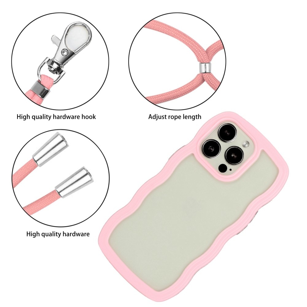 Wavy Edge Skal Halsband iPhone 14 Pro rosa