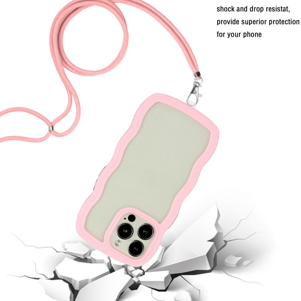 Wavy Edge Skal Halsband iPhone 14 Pro rosa