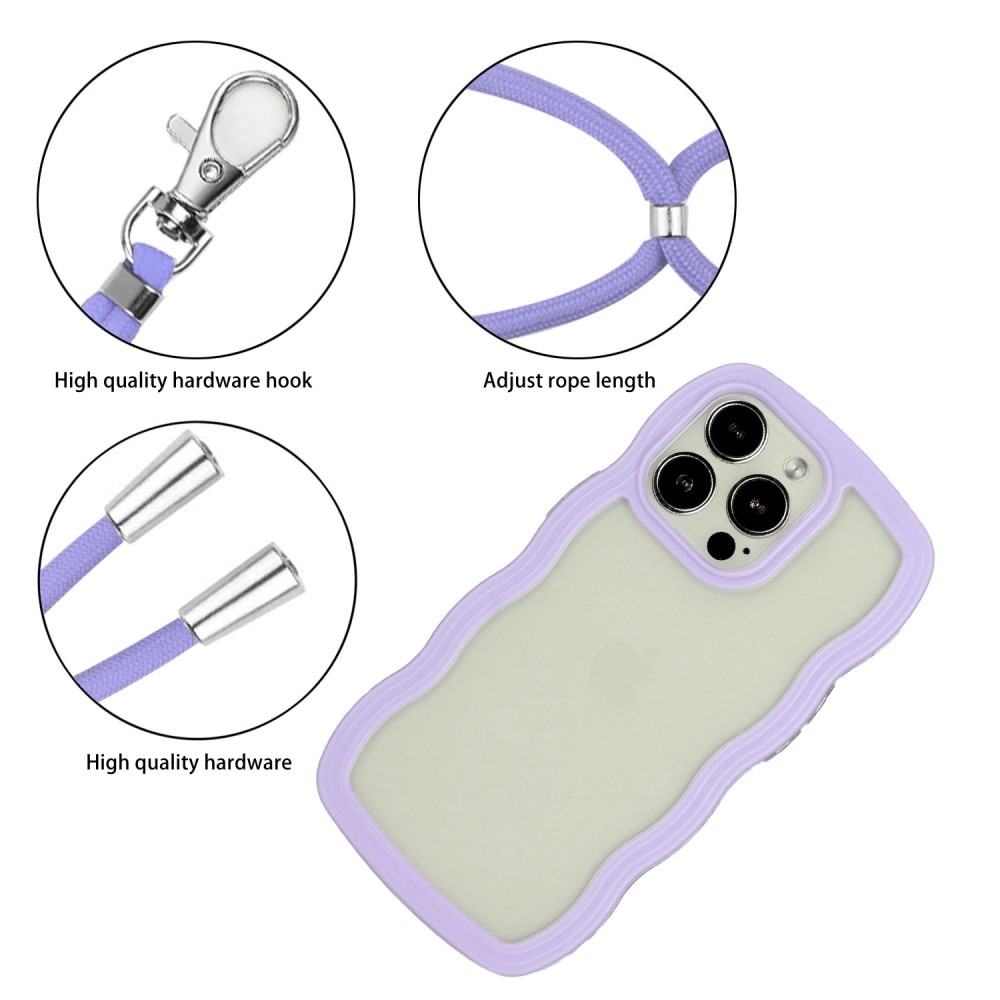 Wavy Edge Skal Halsband iPhone 14 Pro lila