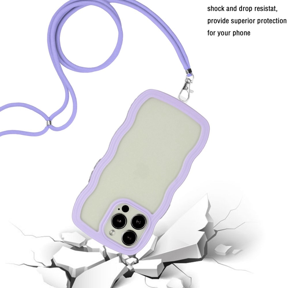 Wavy Edge Skal Halsband iPhone 14 Pro lila
