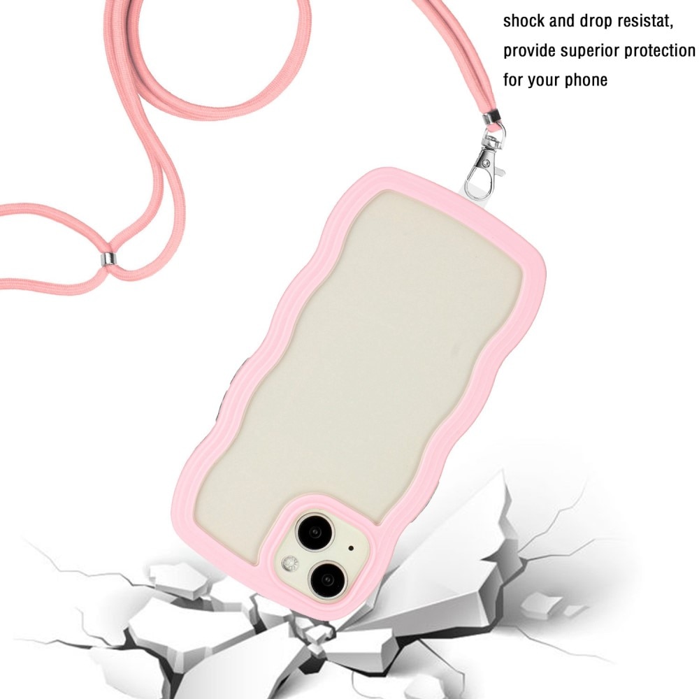 Wavy Edge Skal Halsband iPhone 14 rosa