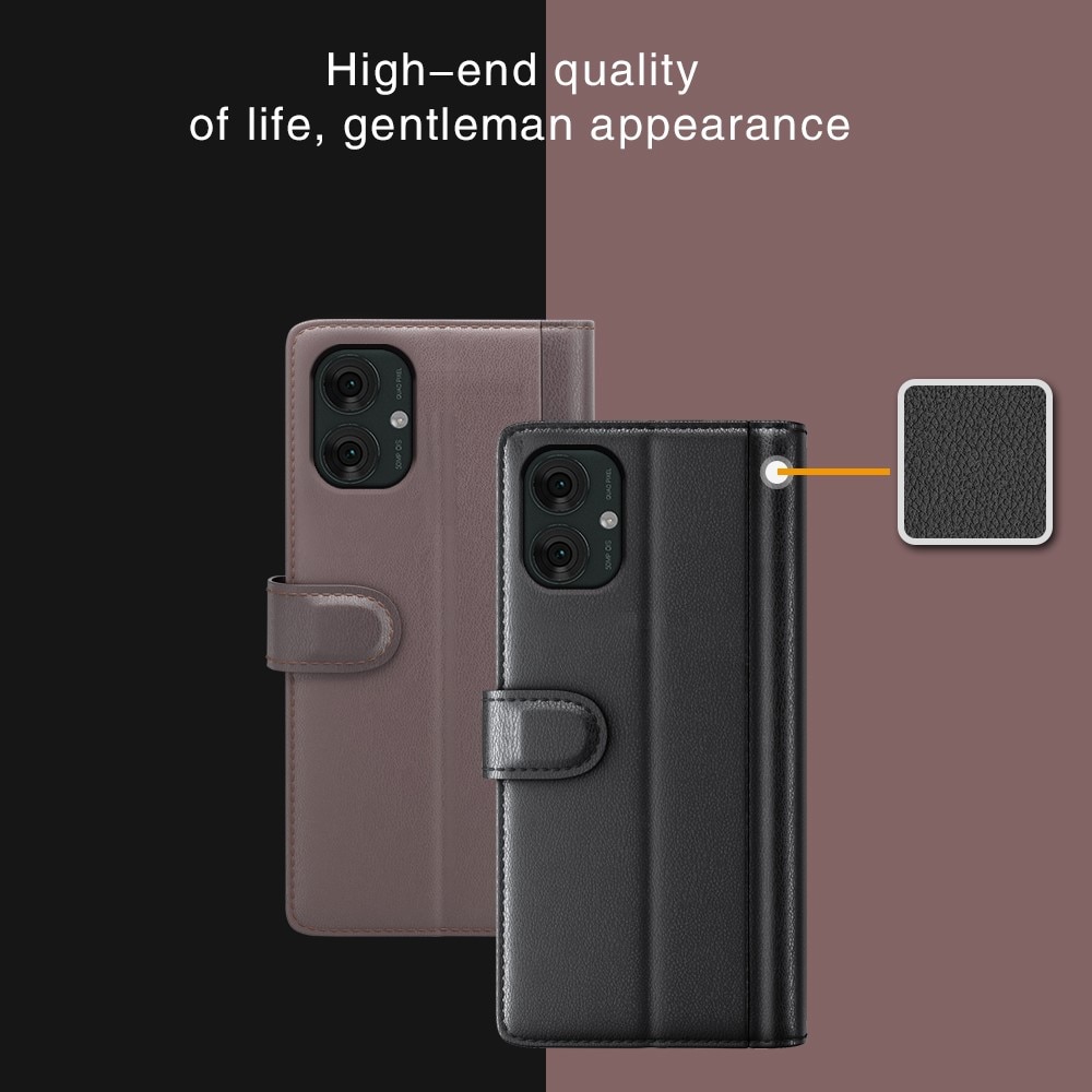 Äkta Läderfodral Motorola Moto G55 Svart