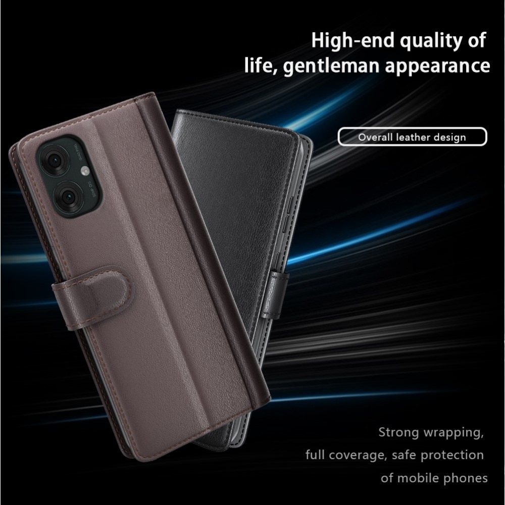 Äkta Läderfodral Motorola Moto G55 Svart