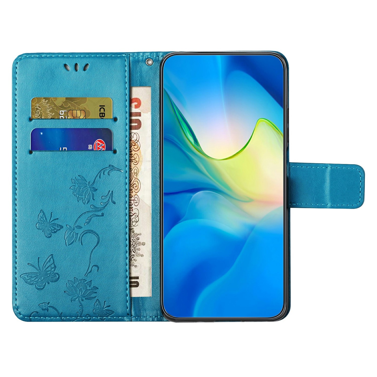 Läderfodral Fjärilar Samsung Galaxy A17 Blå