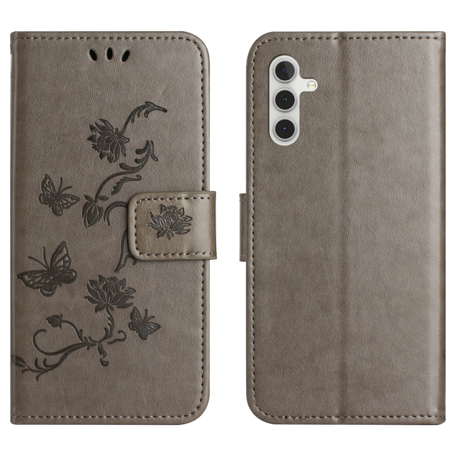 Läderfodral Fjärilar Samsung Galaxy A17 Grå