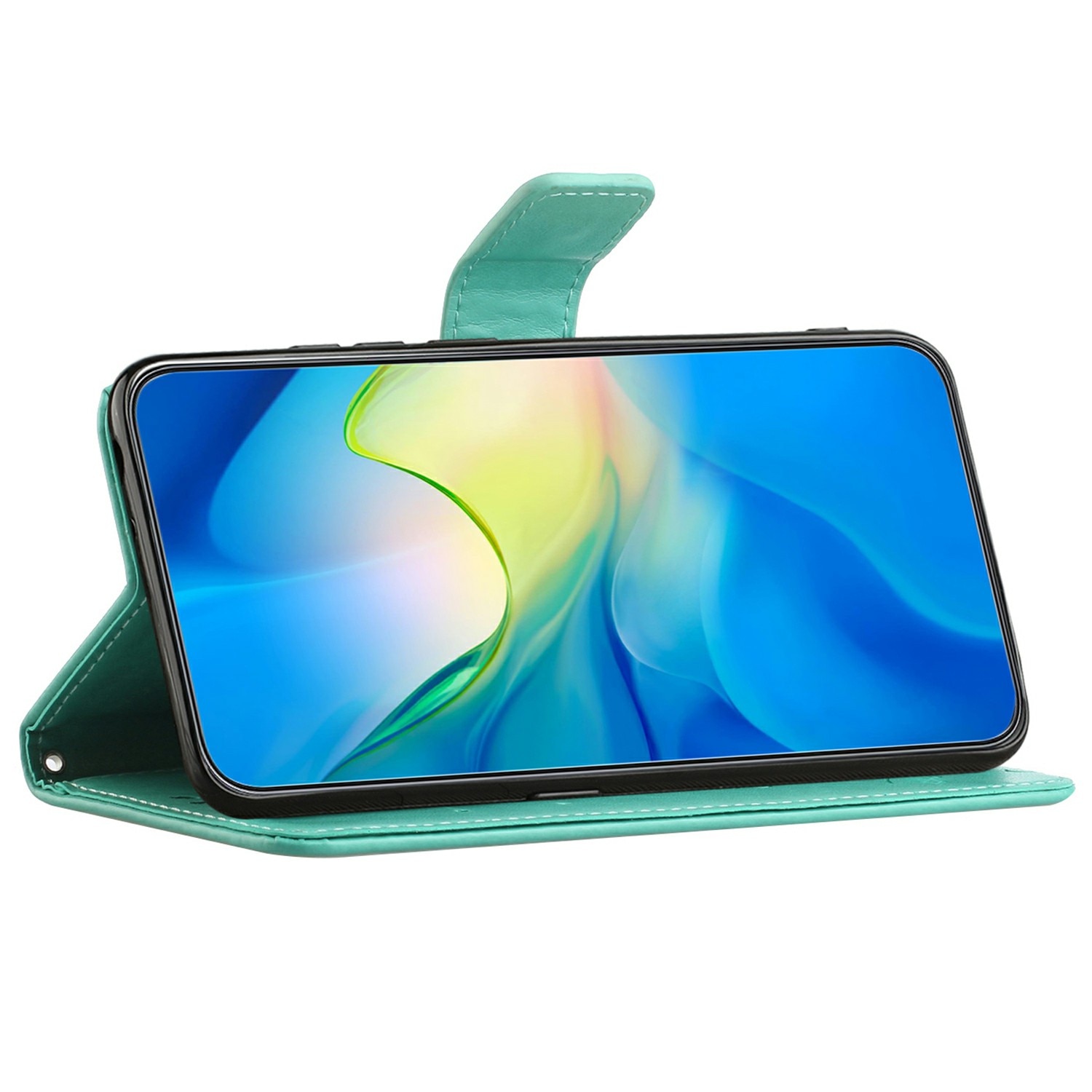Läderfodral Fjärilar Samsung Galaxy A17 Grön