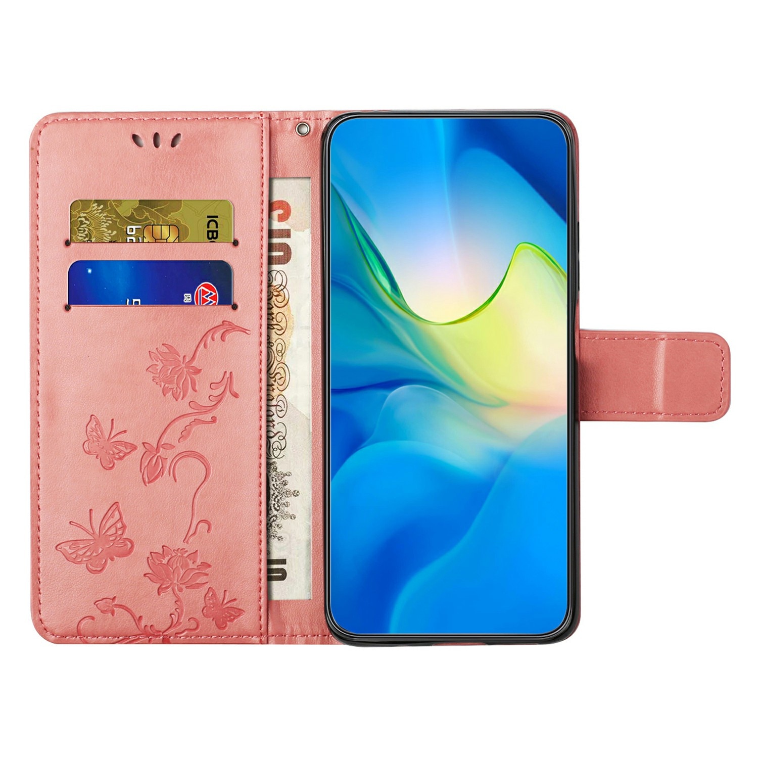 Läderfodral Fjärilar Samsung Galaxy A26 Rosa