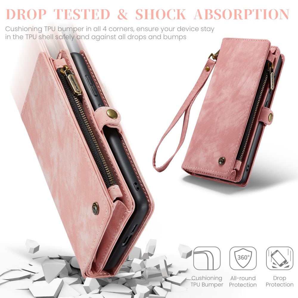 Multi-slot Plånboksfodral Samsung Galaxy S25 Rosa