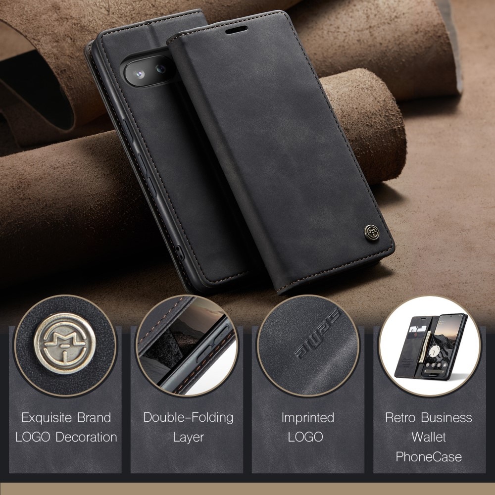 Slim Plånboksfodral Google Pixel 9a Svart