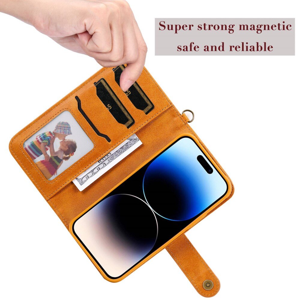 Magnet Leather Wallet iPhone 14 Pro svart