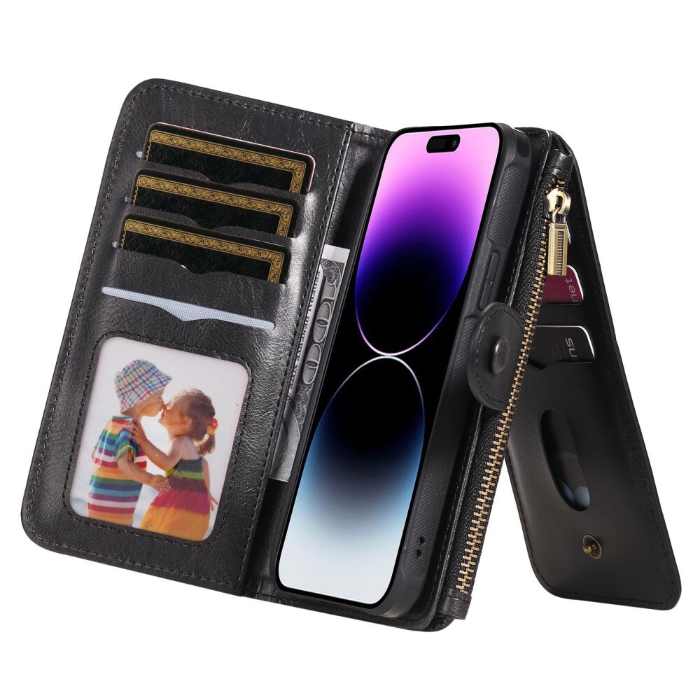 Magnet Leather Multi-Wallet iPhone 14 Pro Max svart