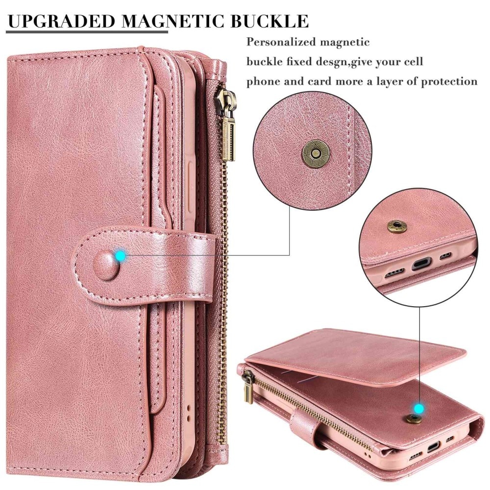Magnet Leather Multi-Wallet iPhone 14 Pro rosa
