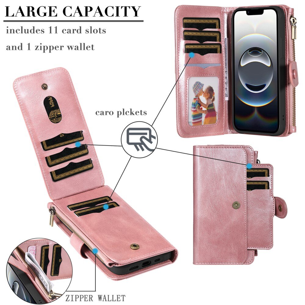 Magnet Leather Multi-Wallet iPhone 16e Rosa