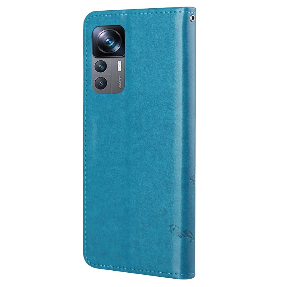 Läderfodral Fjärilar Xiaomi 12T/12T Pro Blå