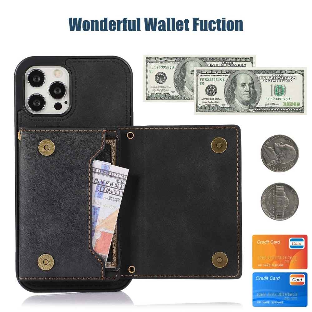 Plånboksskal Glitter iPhone 12/12 Pro svart