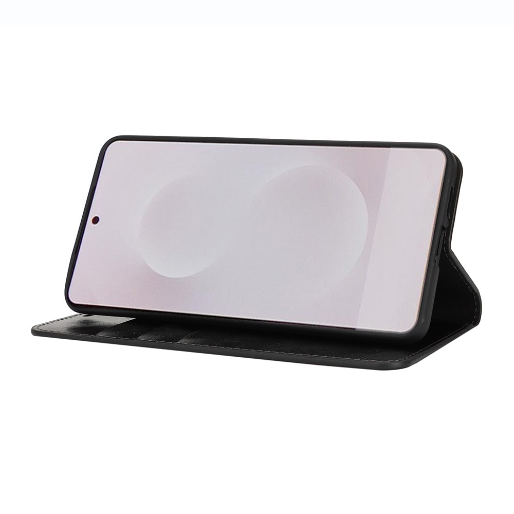 Mobilfodral Äkta Läder Samsung Galaxy S25 Edge Svart