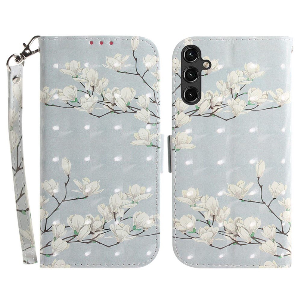 Mobilfodral 3D Samsung Galaxy A14 vita blommor