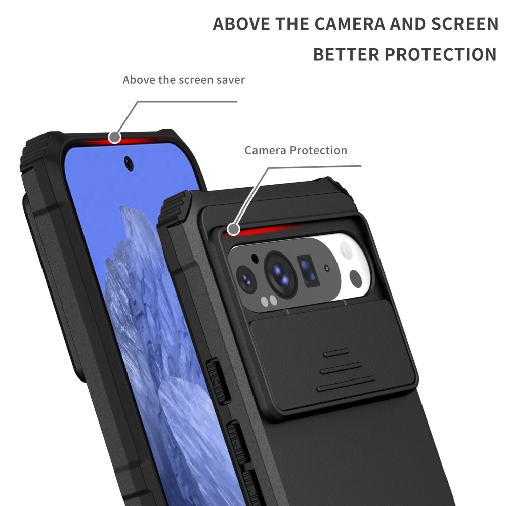 Google Pixel 9 Pro XL Kickstand Skal Kameraskydd Svart