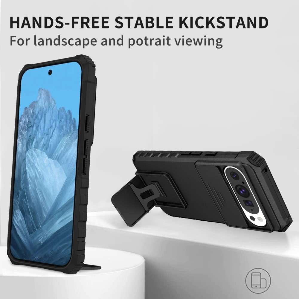 Google Pixel 9 Kickstand Skal Kameraskydd Svart