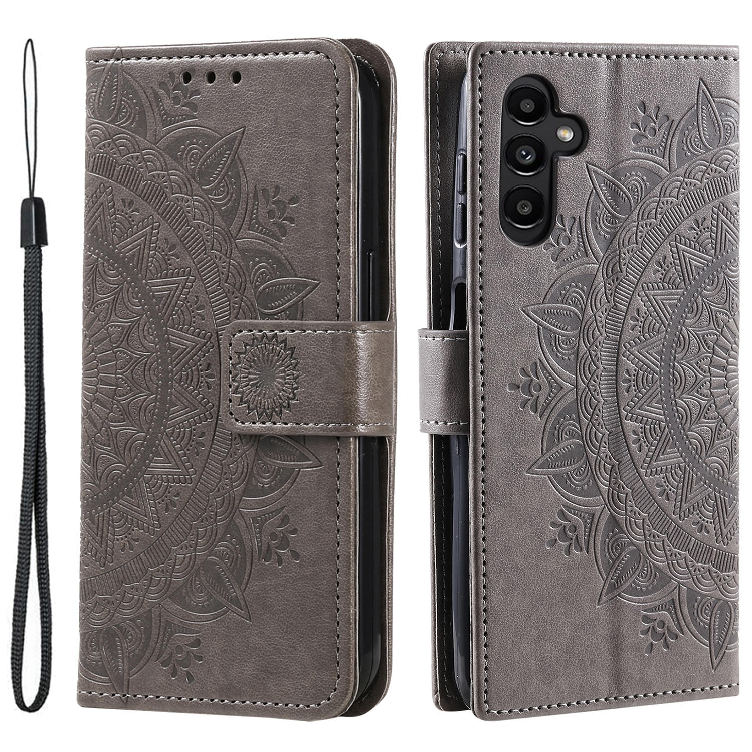 Läderfodral Mandala Samsung Galaxy A17 Grå