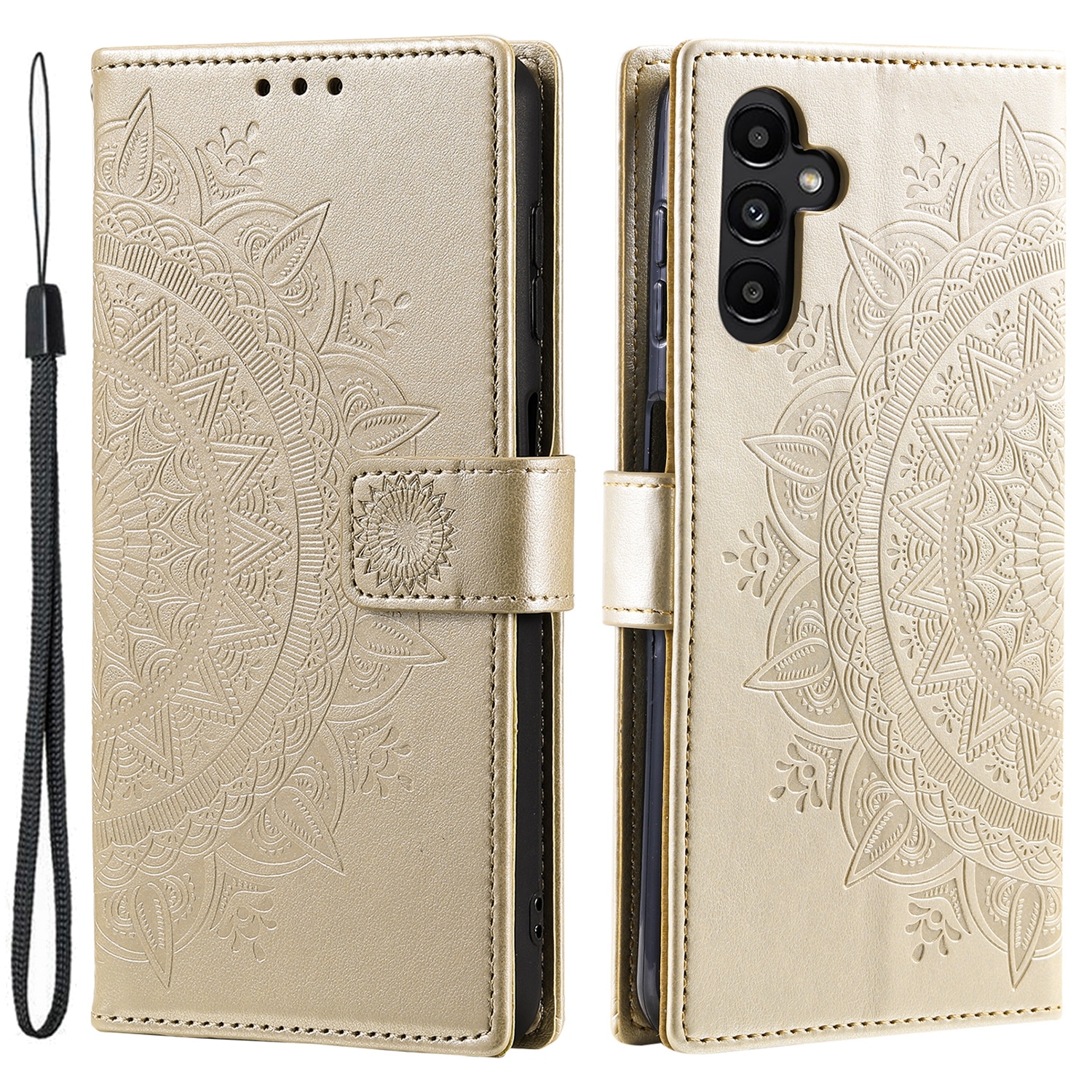Läderfodral Mandala Samsung Galaxy A17 Guld