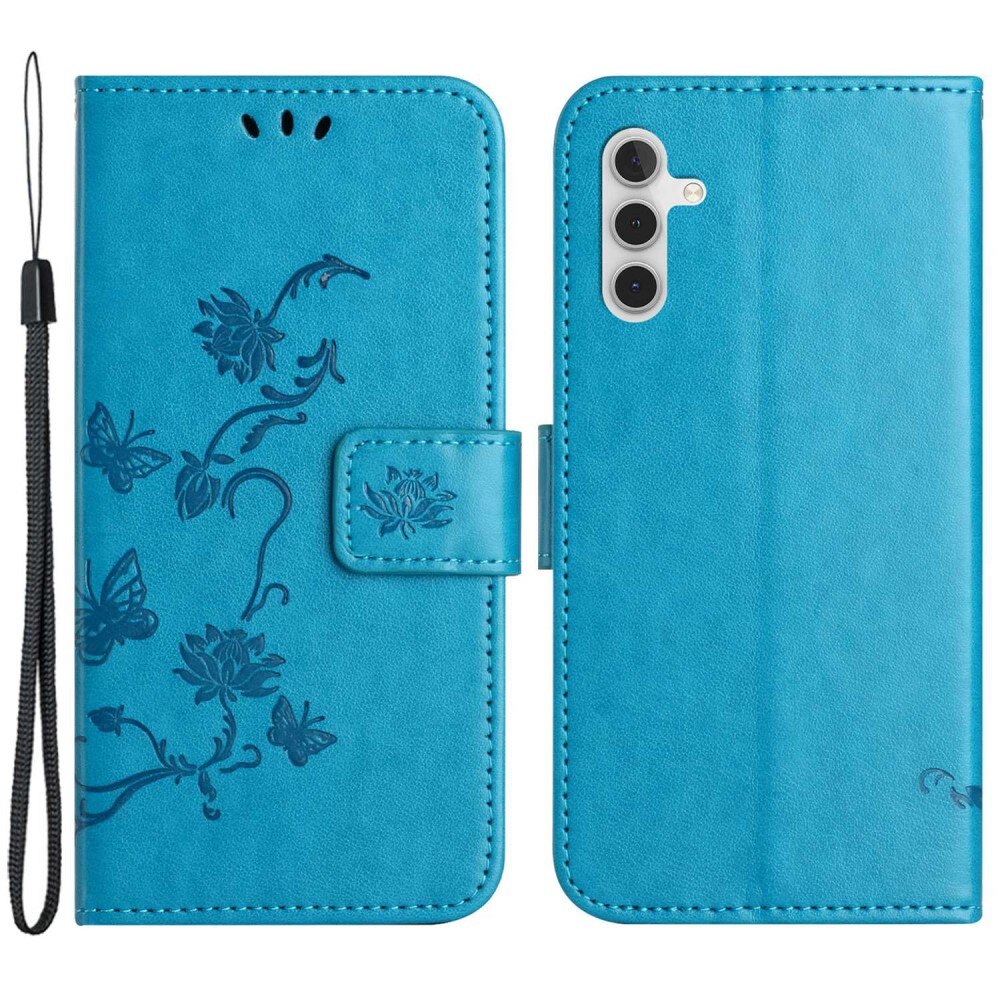 Läderfodral Fjärilar Samsung Galaxy A14 Blå