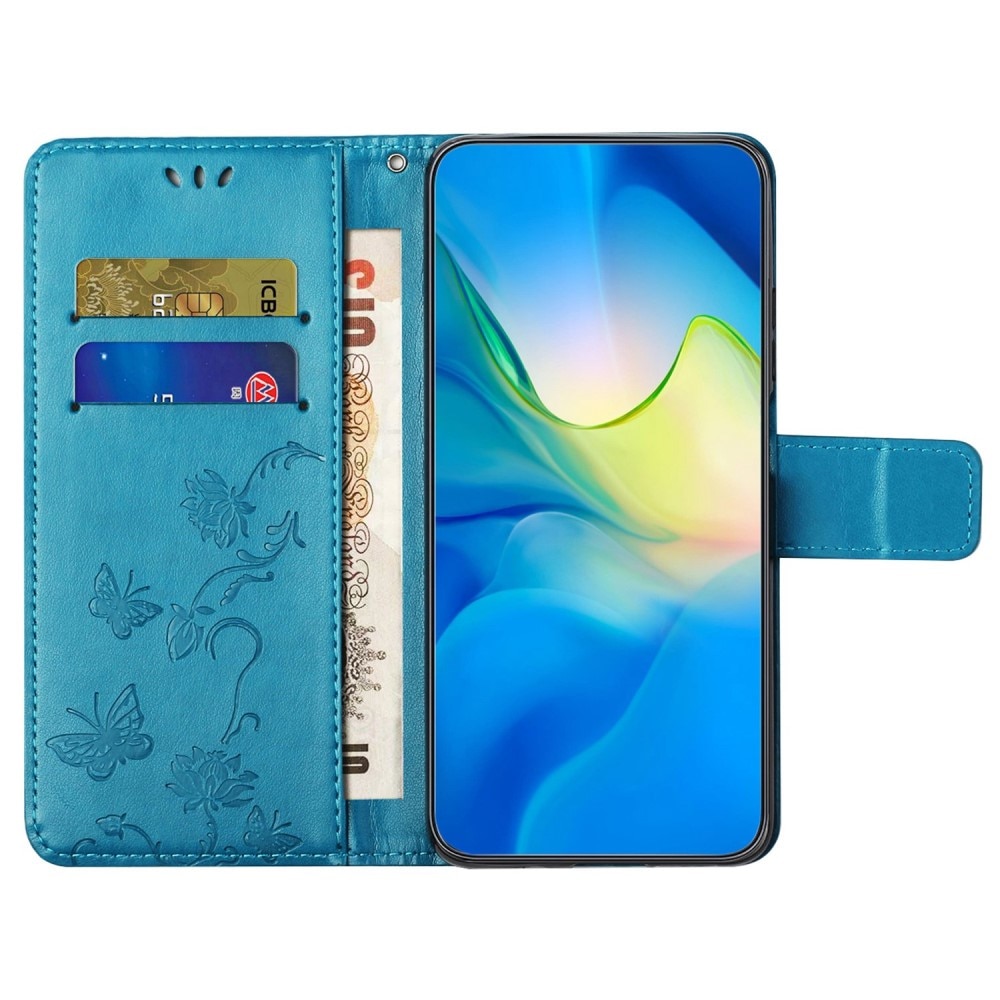 Läderfodral Fjärilar Samsung Galaxy A14 Blå