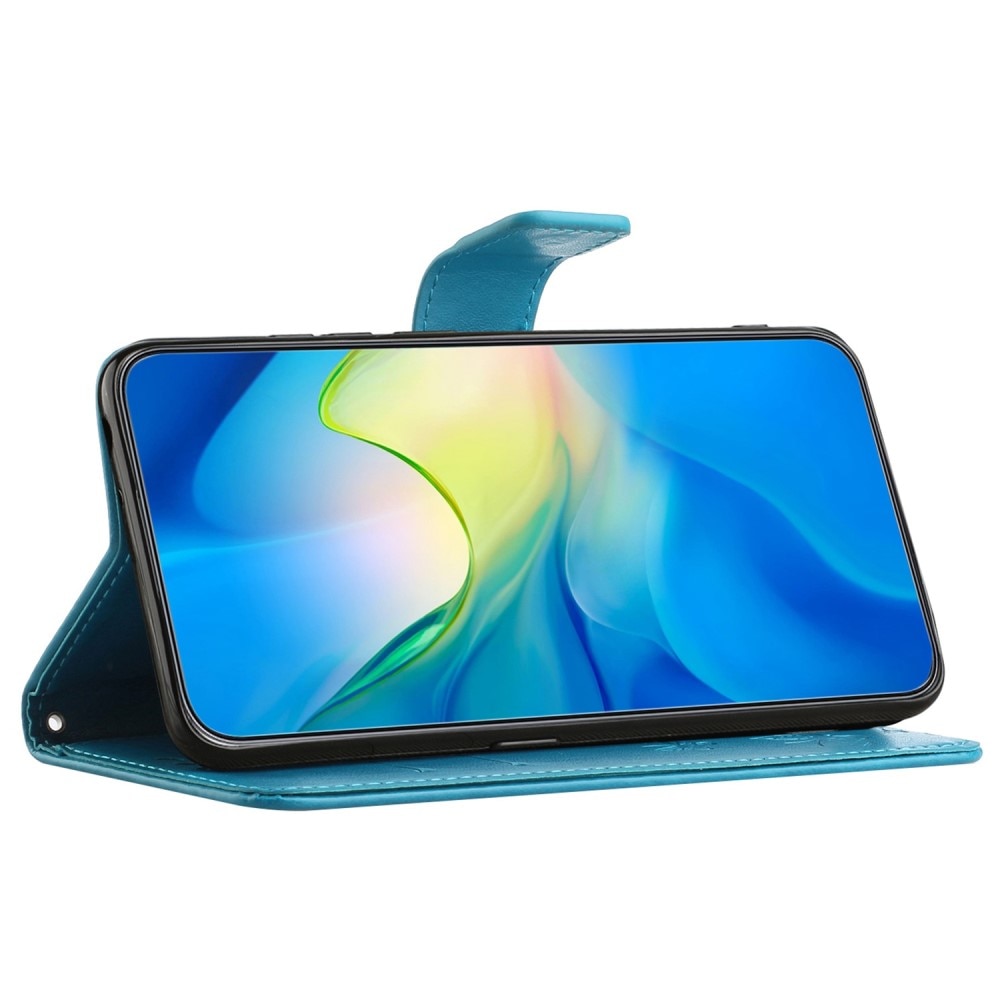 Läderfodral Fjärilar Samsung Galaxy A14 blå